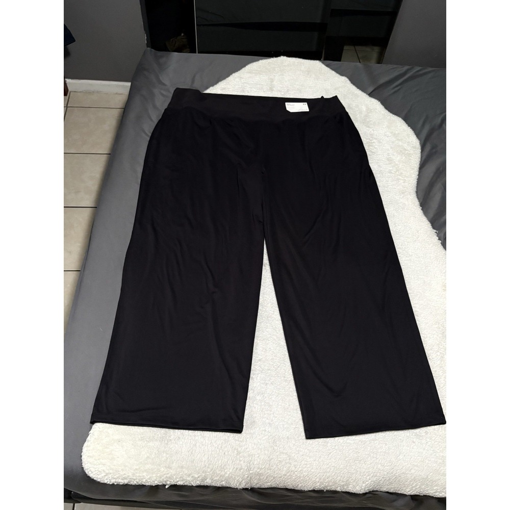 New Stylus Women's High Rise Wide Leg Black Pull On Pants Plus Size 3X
